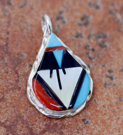 Zuni Silver Multi_Stone Pendant