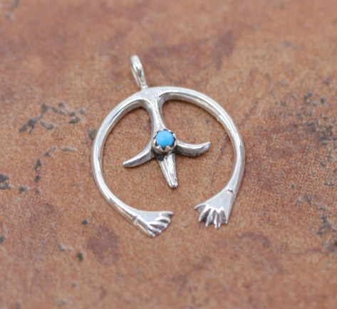 Navajo Sterling Turquoise Naja Pendant