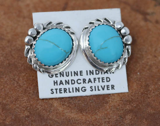 Navajo Silver Turquoise Earrings by Cadman