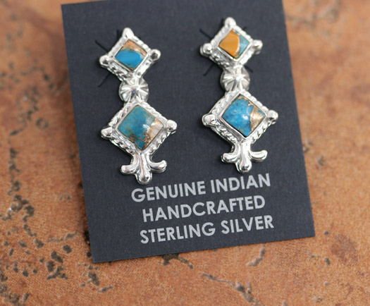 Navajo Silver Mojave Turquoise Earrings