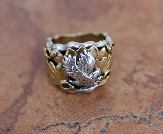 Navajo Silver Bronze Eagle Ring Size 6 1/2