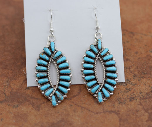 Navajo Sterling Silver Turquoise Cluster Earrings