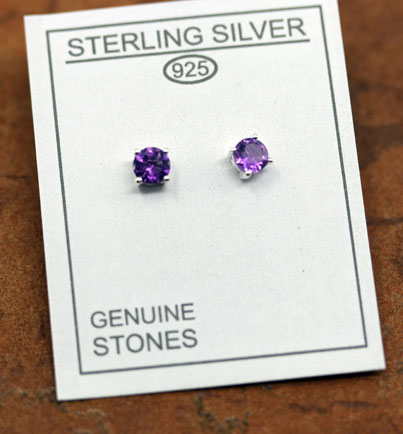 Sterling Silver Amethyst Stud Earrings