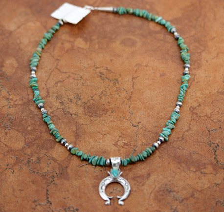 Navajo Sterling Turquoise Naja Necklace