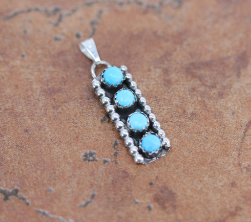 Zuni Silver Turquoise Pendant