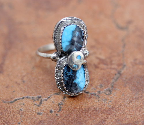 Zuni Silver Turquoise Ring Size 7 1/2