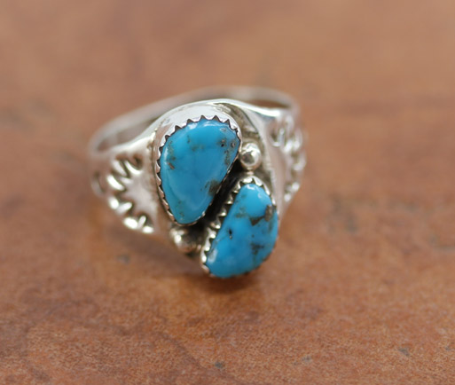 Navajo Silver Turquoise Ring Size 8