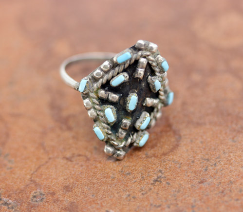 Zuni Silver Turquoise Ring Size 9