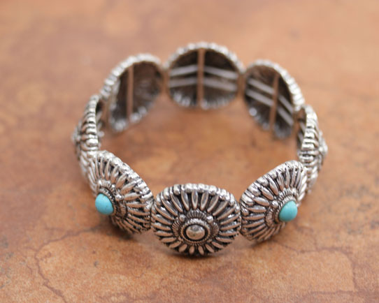 Southwest Style Turquoise Concho Stretch Bracelet