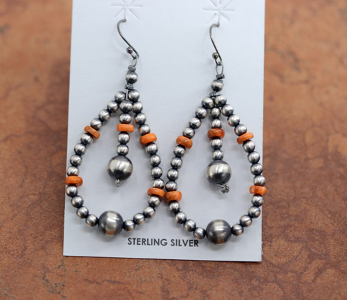 Navajo Pearl Silver Spiny Oyster Earrings