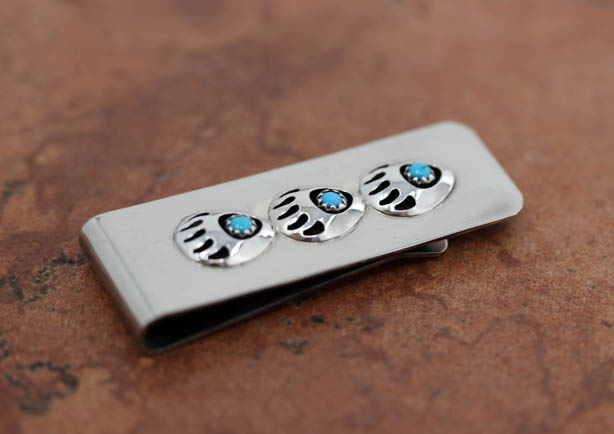 Navajo Turquoise Bear Claw Money Clip