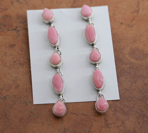 Navajo Silver Pink Quartz Earrings