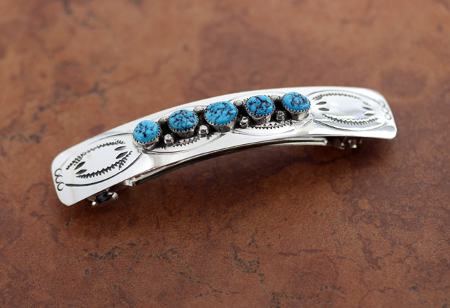 Navajo Silver Turquoise Hair Barrette