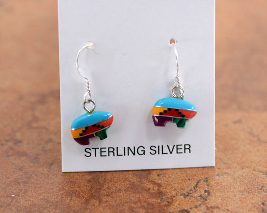 Sterling Silver Multi_Color Bear Earrings