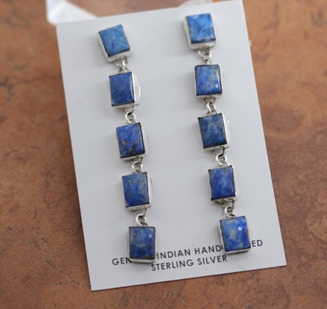 Navajo Silver Denim Lapis Earrings