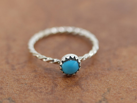 Navajo Silver Turquoise Ring Size 4