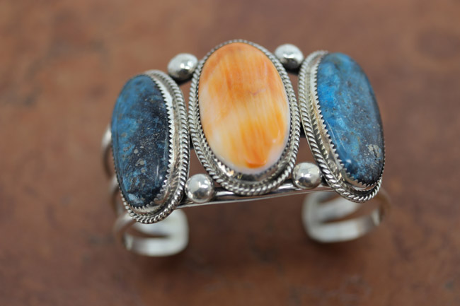 Navajo Silver Turquoise Spiny Oyster Bracelet