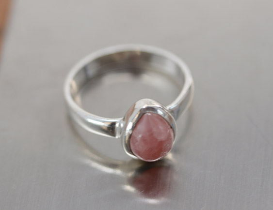 Sterling Silver Pink Rhodochrosite Ring Size 7
