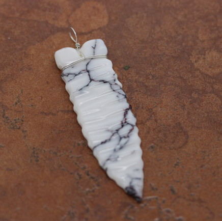 Navajo Silver White Buffalo Arrowhead Pendant