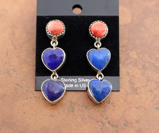 Sterling Silver Lapis Spiny Oyster Earrings