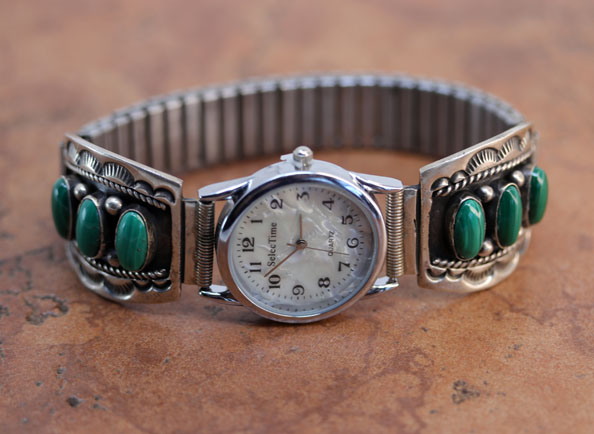 Navajo Silver Malachite Men's Watch