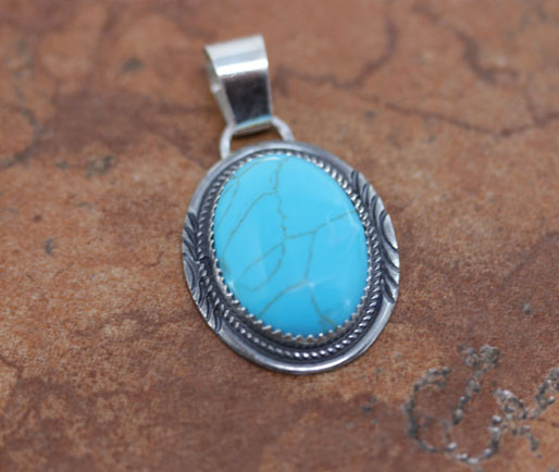 Navajo Sterling Silver Turquoise Pendant