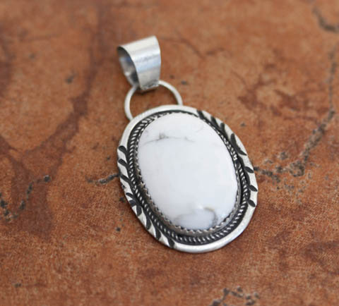 Navajo Sterling Silver Howlite Pendant