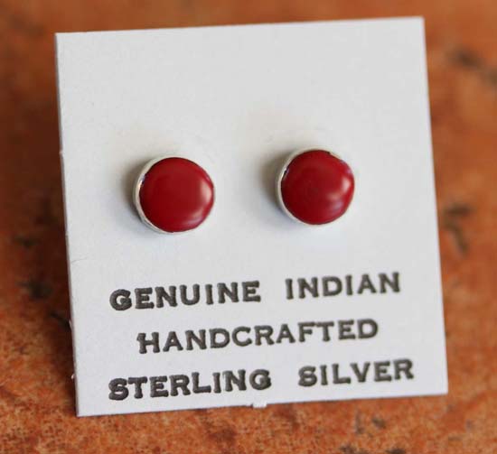 Navajo Silver Coral Earrings