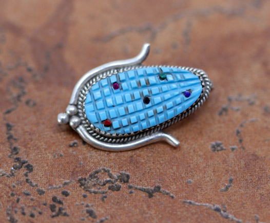 Zuni Silver Corn Husk Pin