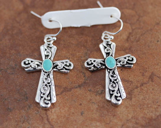 Turquoise Cross Earrings