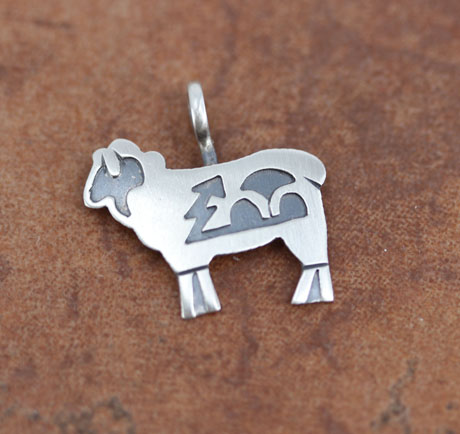 Navajo Sterling Silver Sheep Pendant by S Gene