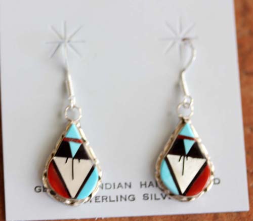 Zuni Silver Multi_Stone Earrings