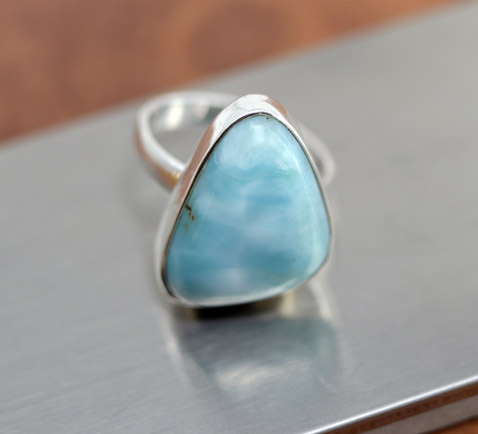 Sterling Silver Larimar Ring Size 7 1/2