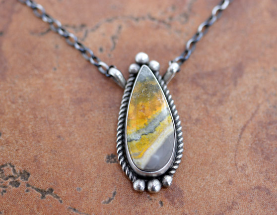 Navajo Silver Bumble Bee Jasper Necklace