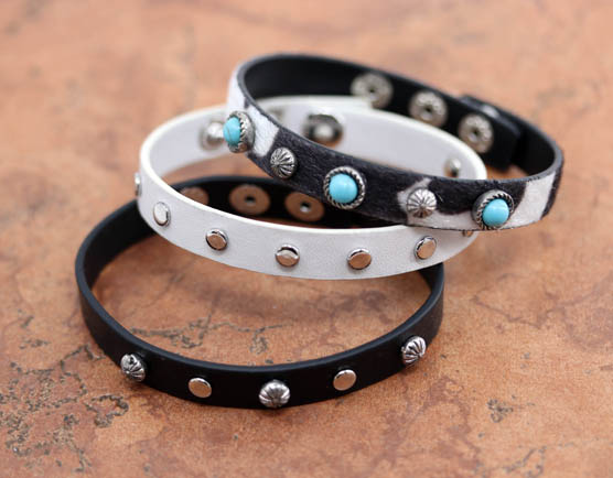 Faux Leather Stackable Concho Bracelet