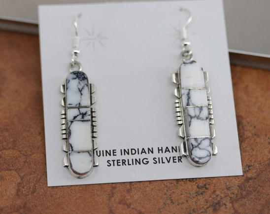 Navajo Silver White Buffalo Earrings