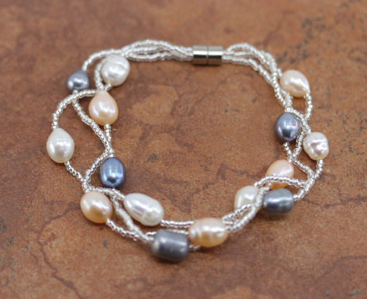 Beaded Freshwater Pearl Magnetic Bracelet