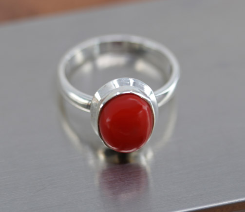 Sterling Silver Sponge Coral Ring Size 7_9