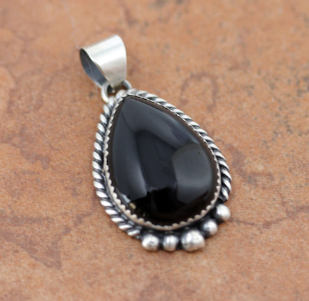 Navajo Sterling Silver Onyx Pendant