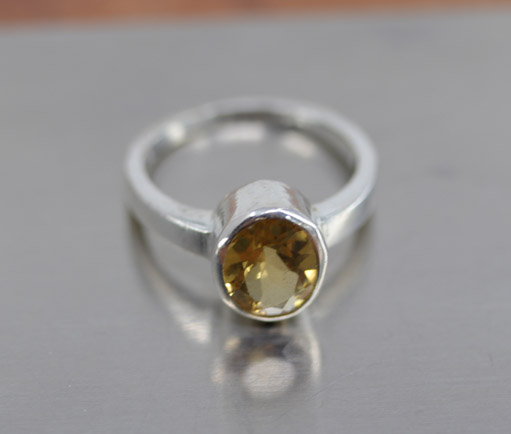 Sterling Silver Citrine Ring Size 5 1/2