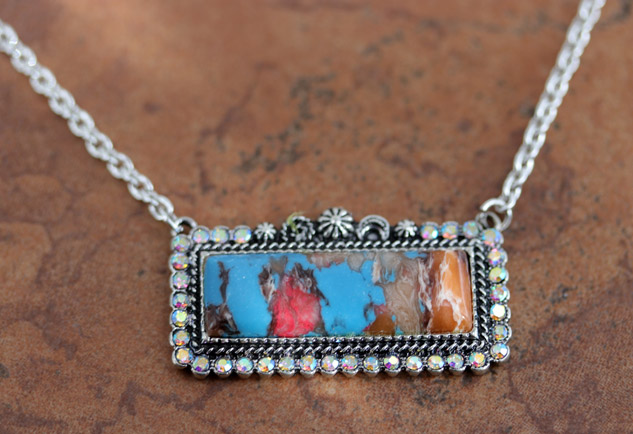 Southwest Mojave Turquoise Bar Necklace