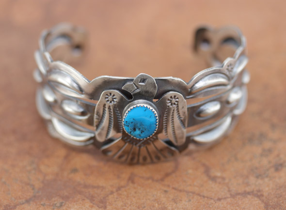 Navajo Silver Turquoise Eagle Bracelet