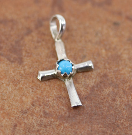 Navajo Sterling Turquoise Cross Pendant