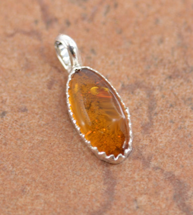 Navajo Silver Amber Pendant