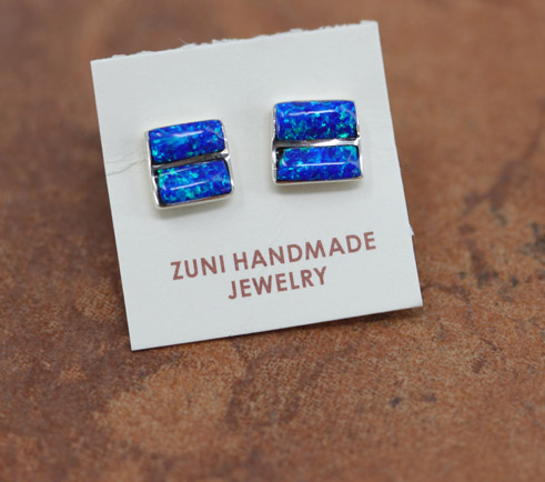 Zuni Created Opal Earrings