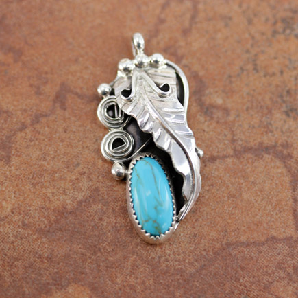 Navajo Sterling Silver Turquoise Pendant