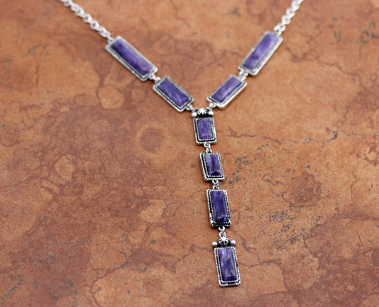 Southwest Charoite Lariat Necklace