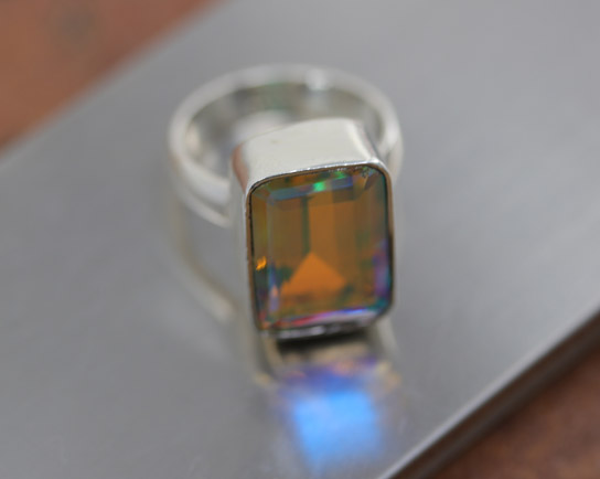 Sterling Silver Angel Aura Quartz Ring Size 6 1/2