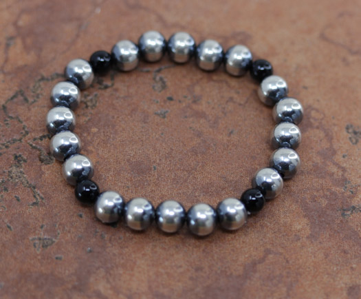 Navajo Pearl Silver Onyx Bracelet