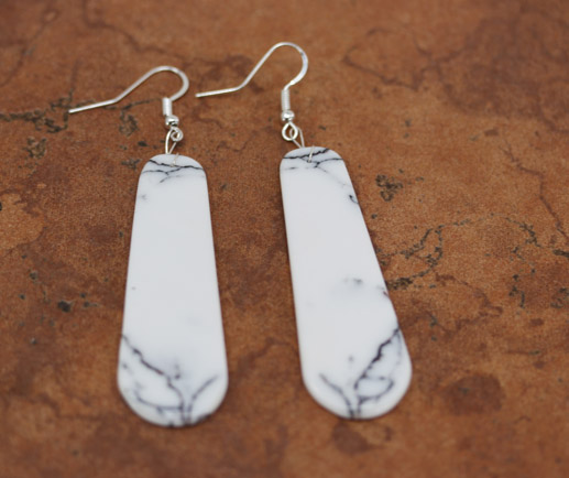 Navajo Sterling Silver Howlite Block Earrings